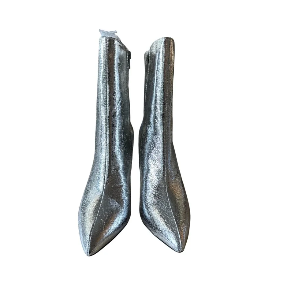 Steve Madden Lyricals‎ MIA Mardi Silver 3.5'' Stiletto Heel Ankle Boots Size 8.5